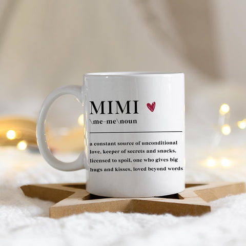 IWXYI Grandma Mimi Definition Mug side view shows classic ceramic design