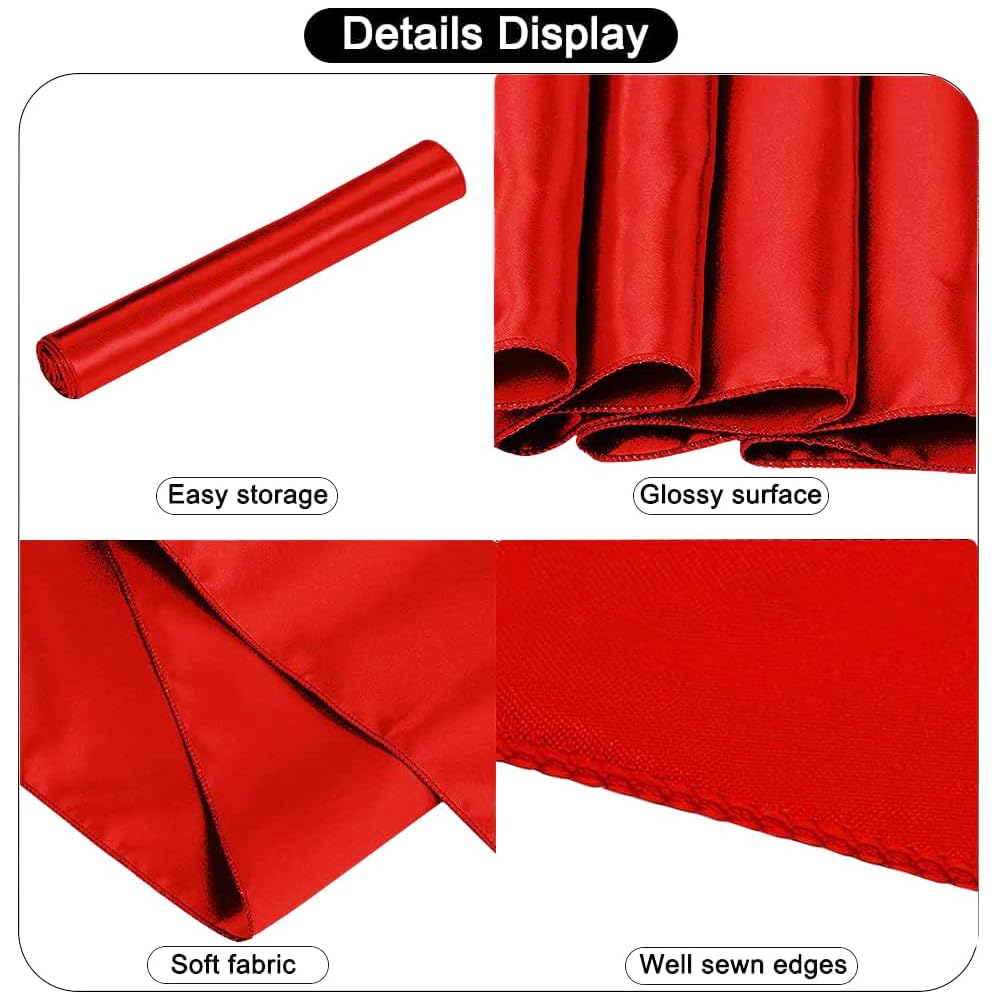 IYARKAI 12x108 red satin runner can be tied into bows for flair