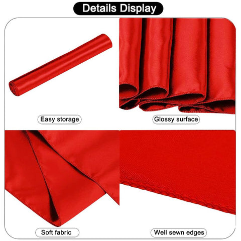IYARKAI 12x108 red satin runner can be tied into bows for flair