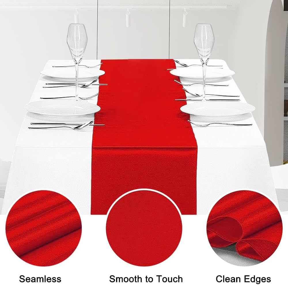 IYARKAI red satin runner remains vibrant after events and reuse