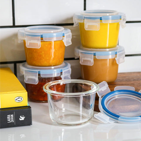Iyulania 7oz glass jars ideal for snacks and sauces.