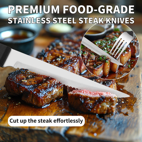 Izurok steak knives glide through meat with precision.