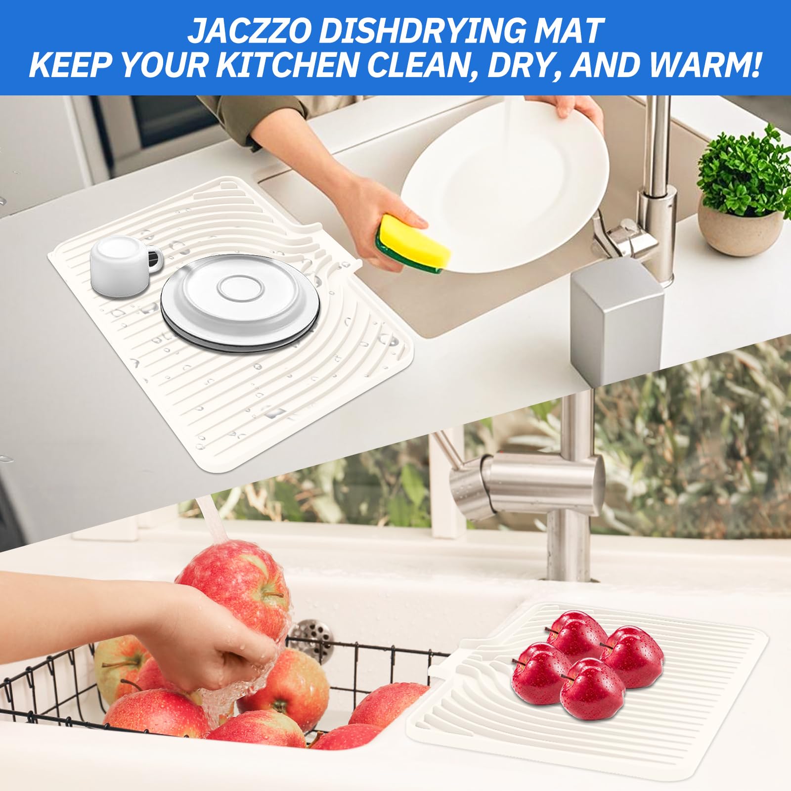 JACZZO countertop-protection mat keeps kitchen surfaces dry.