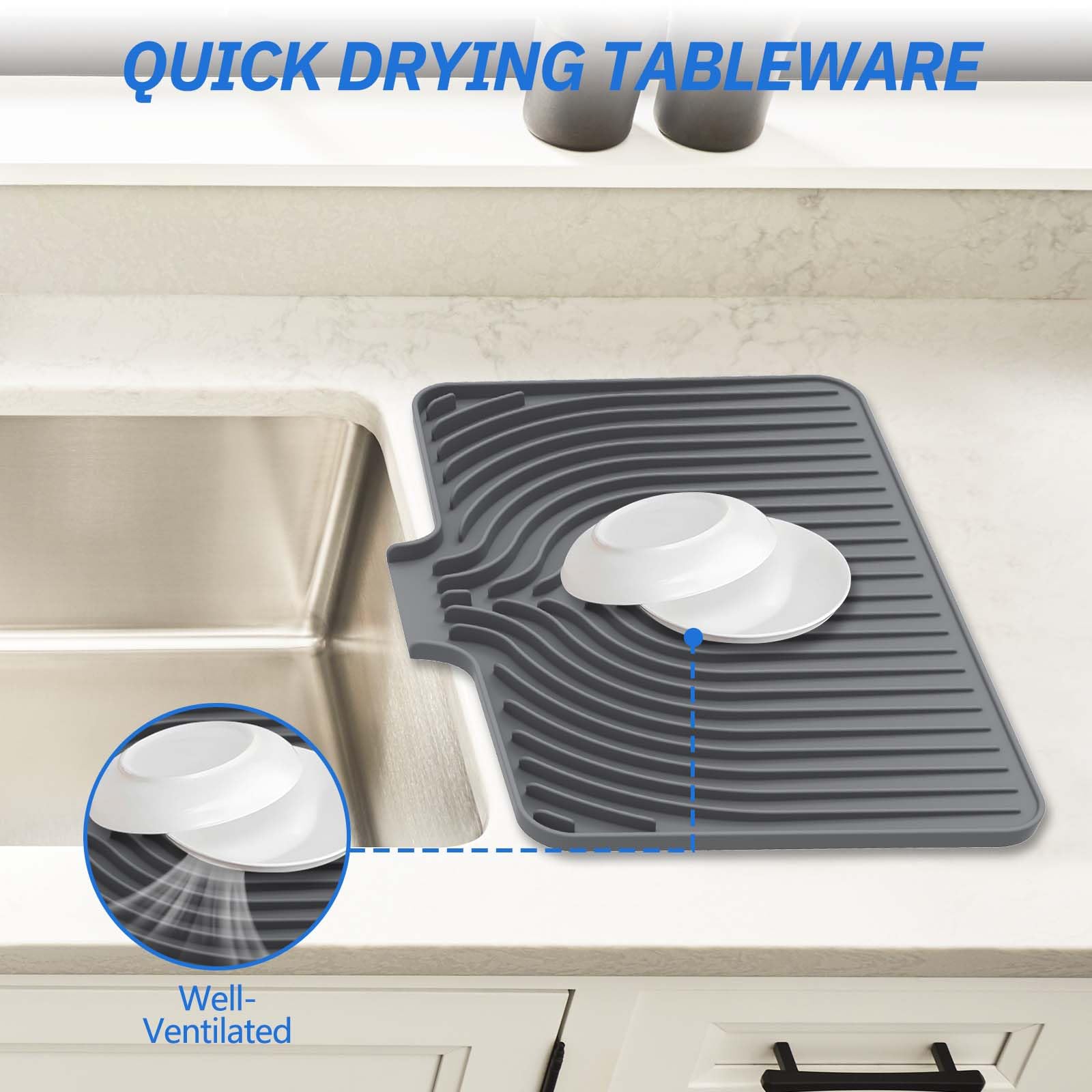 JACZZO raised drain design avoids countertop puddles