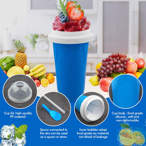 Jairuty Slushie Cup blue freeze liquid action ready for chilling, compact design