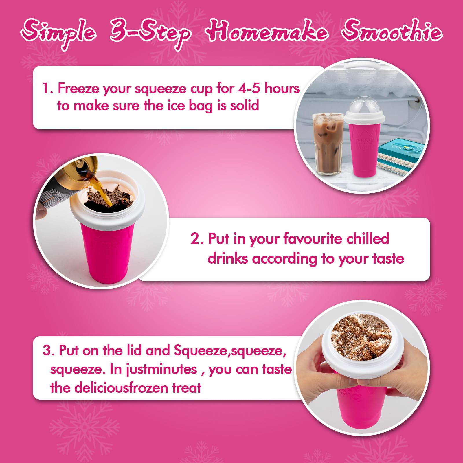 Jairuty Slushie Cup being squeezed to blend a refreshing treat