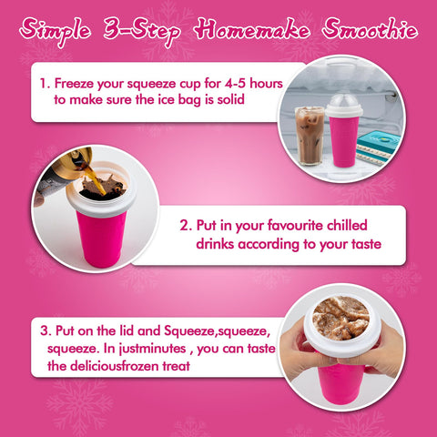 Jairuty Slushie Cup being squeezed to blend a refreshing treat