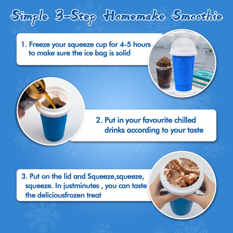 Jairuty slushie cup being squeezed for fast semi frozen treat