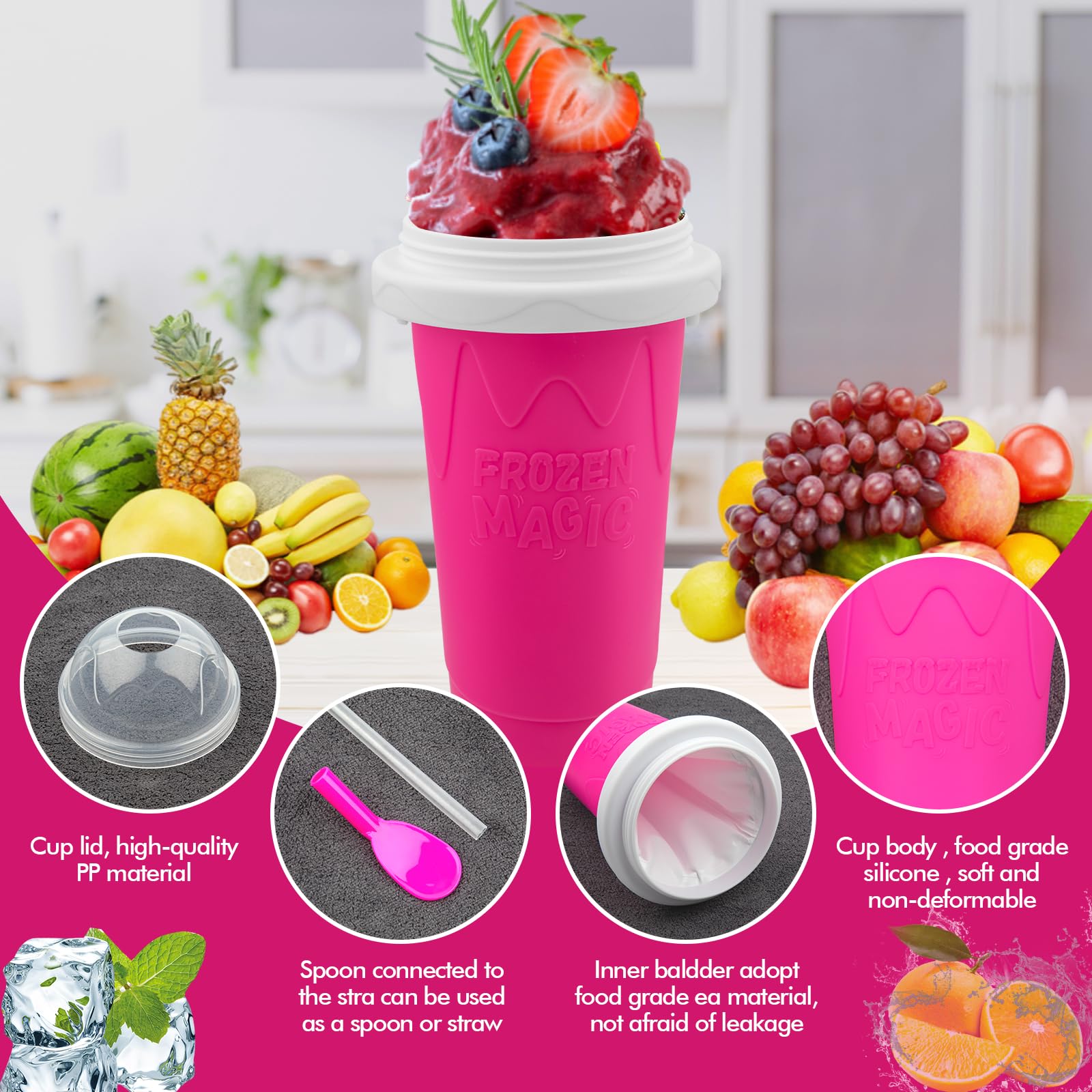 Jairuty Slushie Cup featuring straw spoon for easy tasting