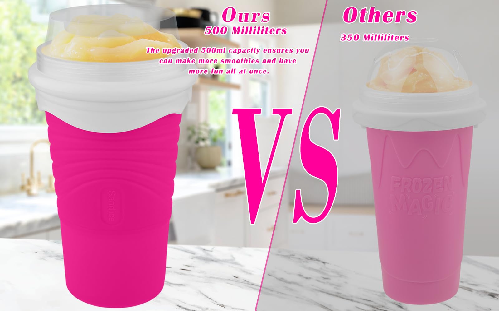 Jairuty slushie maker with built-in freezing liquid for fast flavorful slushes