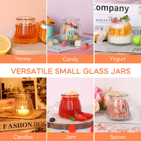 Jaisie.W clear glass mini jar shows contents; dishwasher-safe body.