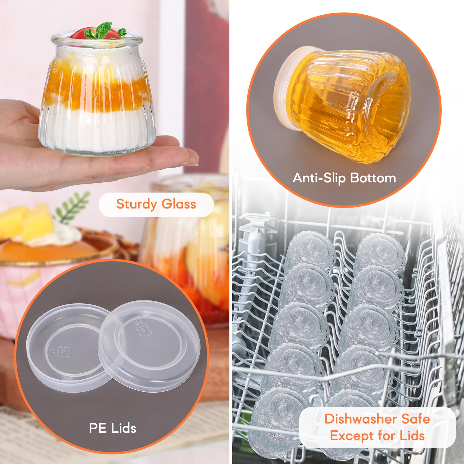 Jaisie.W reusable food-grade glass jar for desserts and snacks.