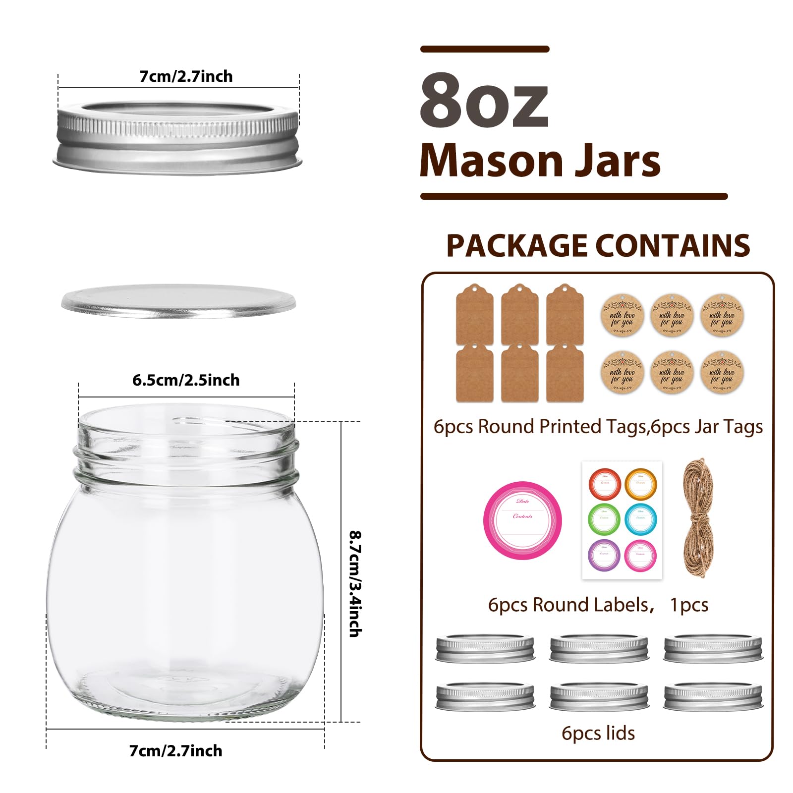 Jaisie.W 8 oz mason jar top view highlighting seal and compact design.