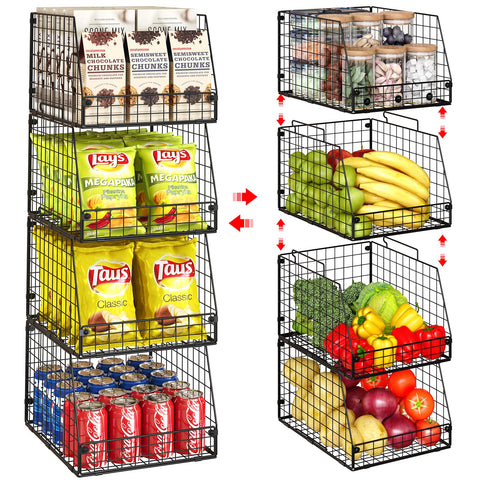 Jakyitvi 4-pack stackable basket front view, easy access to produce.