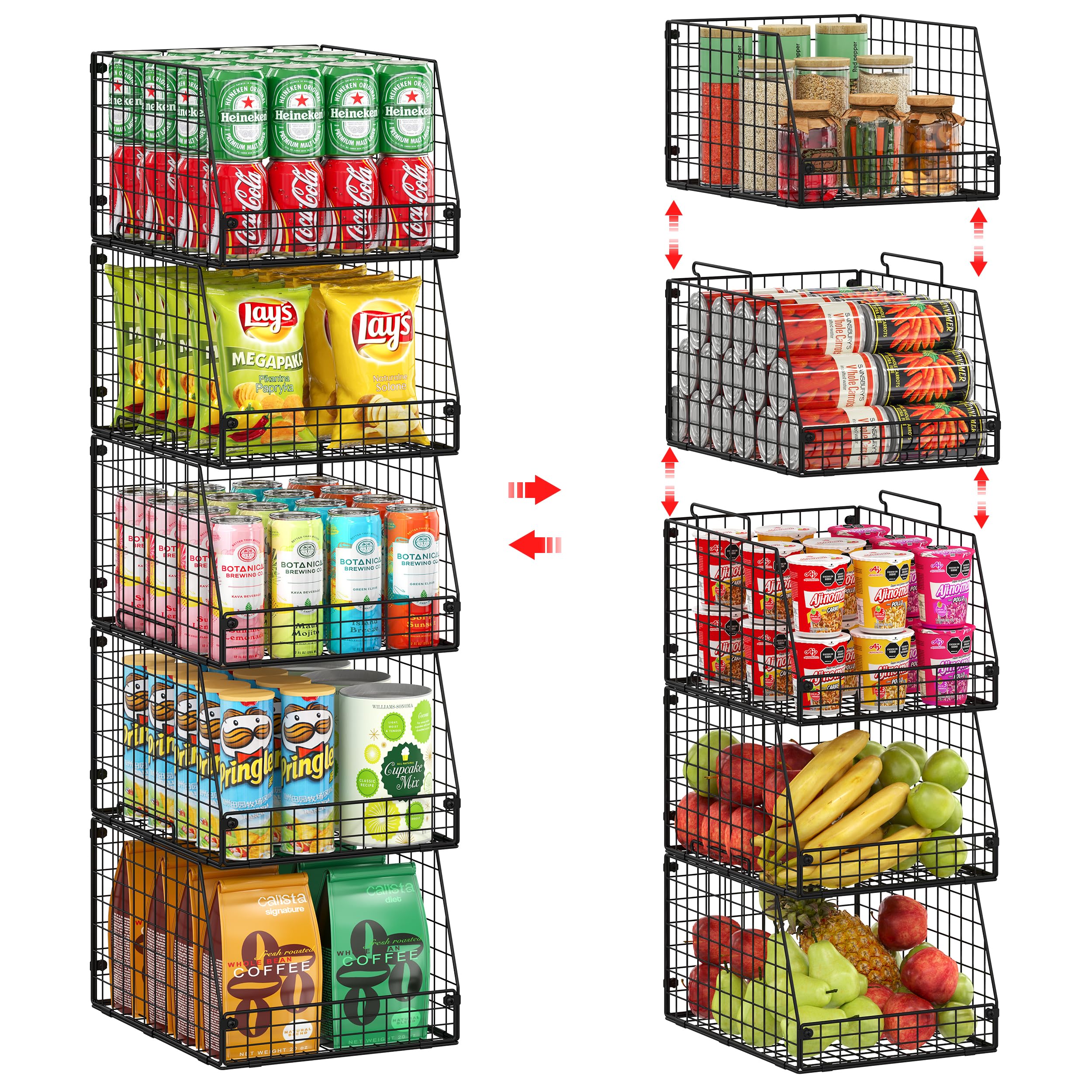 Jakyitvi 5-pack stackable wire basket to save counter space.