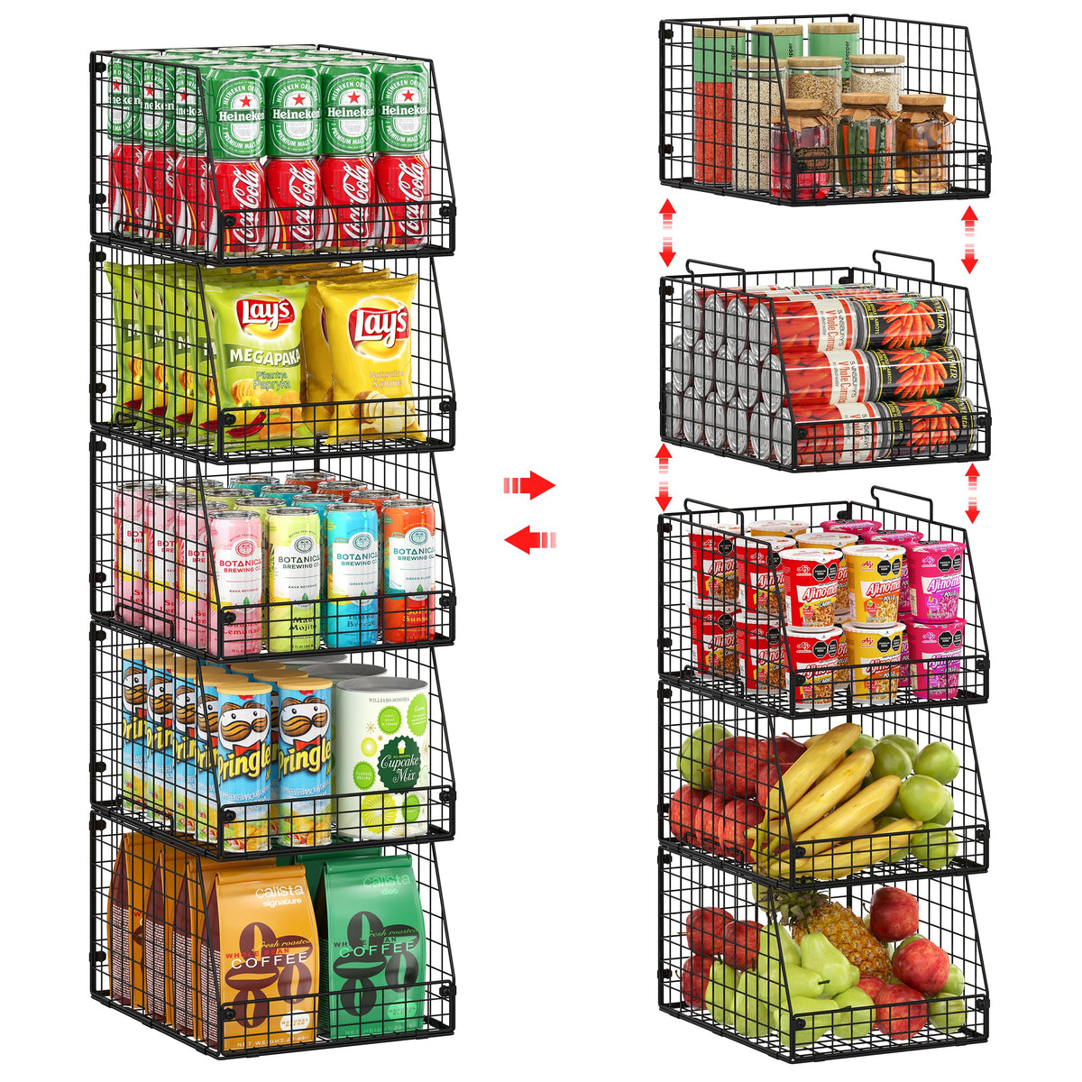 Jakyitvi 5-pack stackable wire basket to save counter space.
