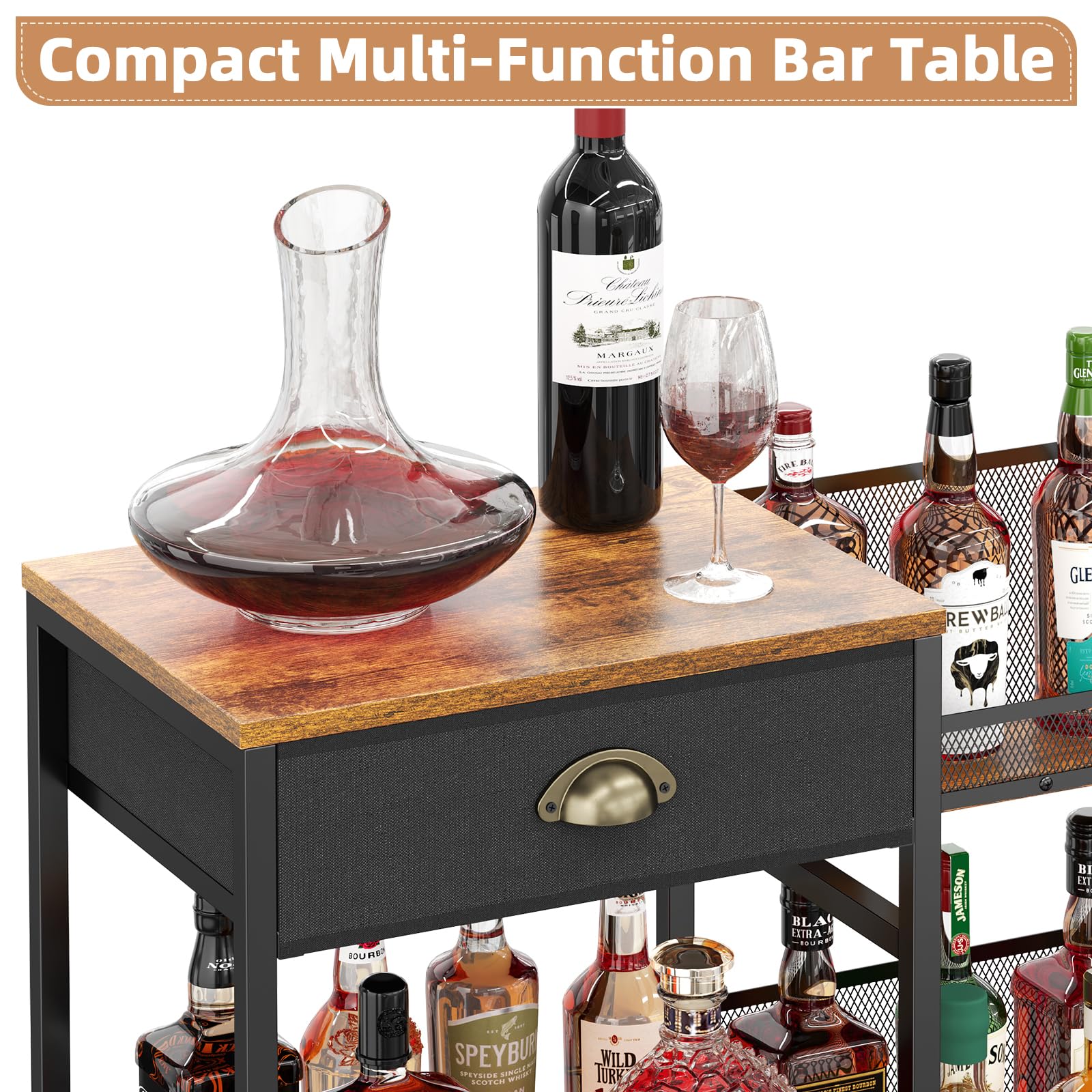 Jakyitvi liquor cabinet metal frame—sturdy support for daily use.