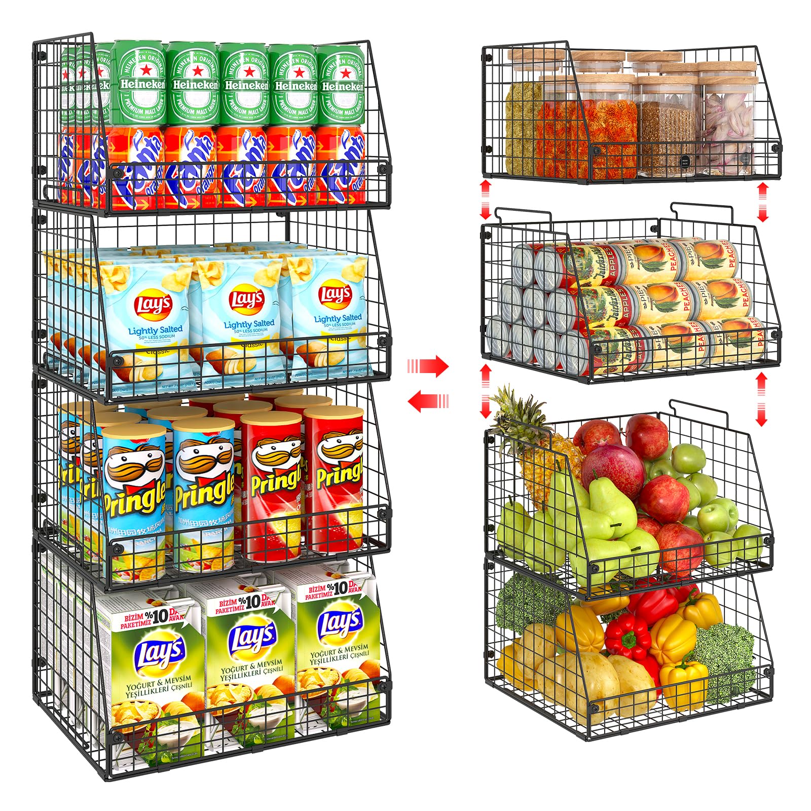Jakyitvi XXL stackable basket front view for quick access to fruits and snacks.
