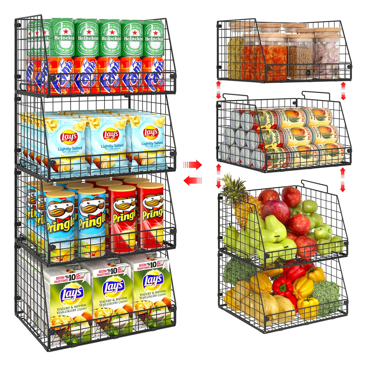 Jakyitvi XXL stackable basket front view for quick access to fruits and snacks.