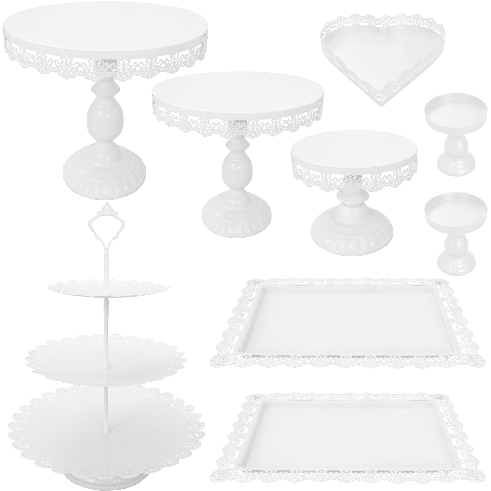 JALANCY 9-piece cake stand set with three-tier tray for stylish dessert displays.