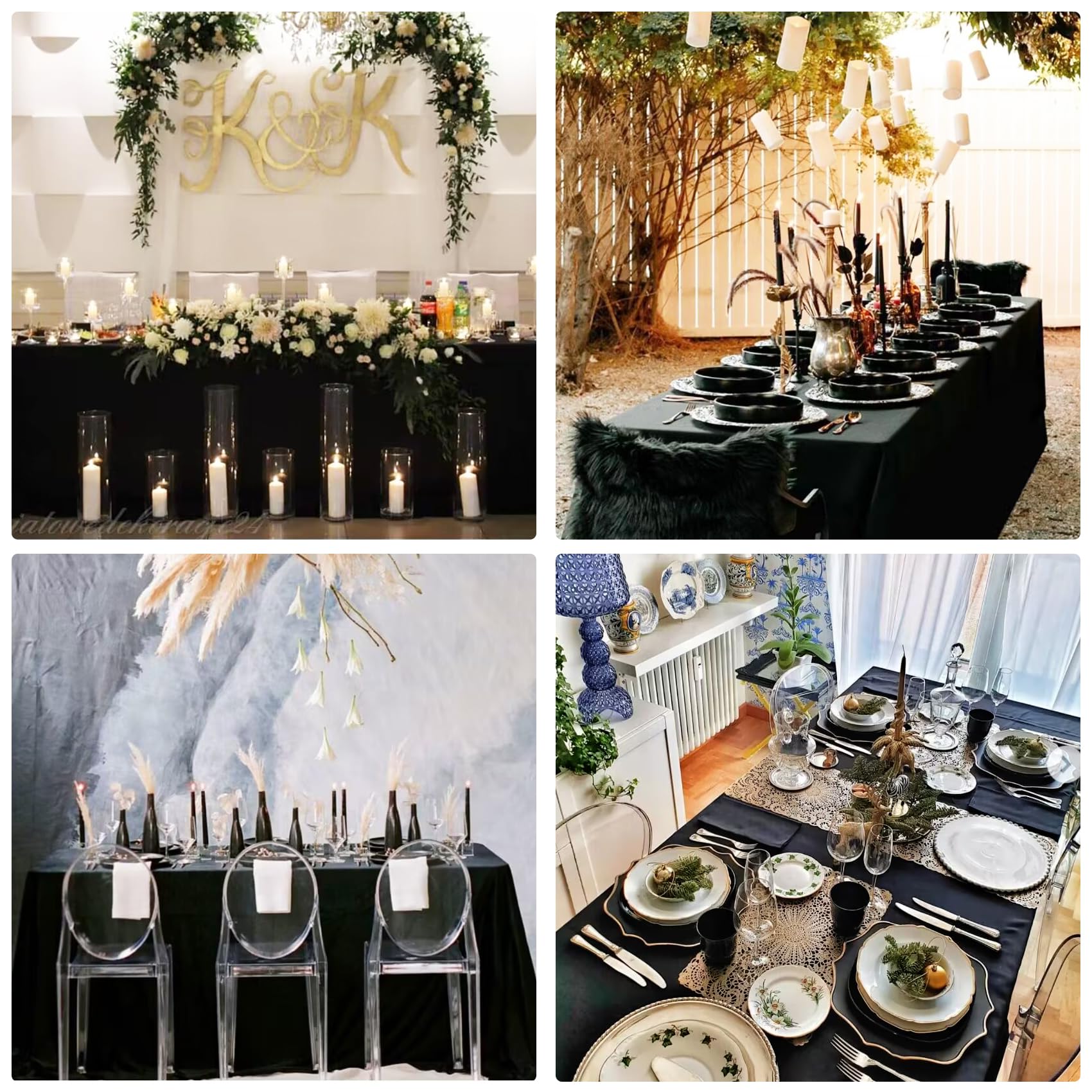 JALANCY black tablecloth on dining setup for versatile use