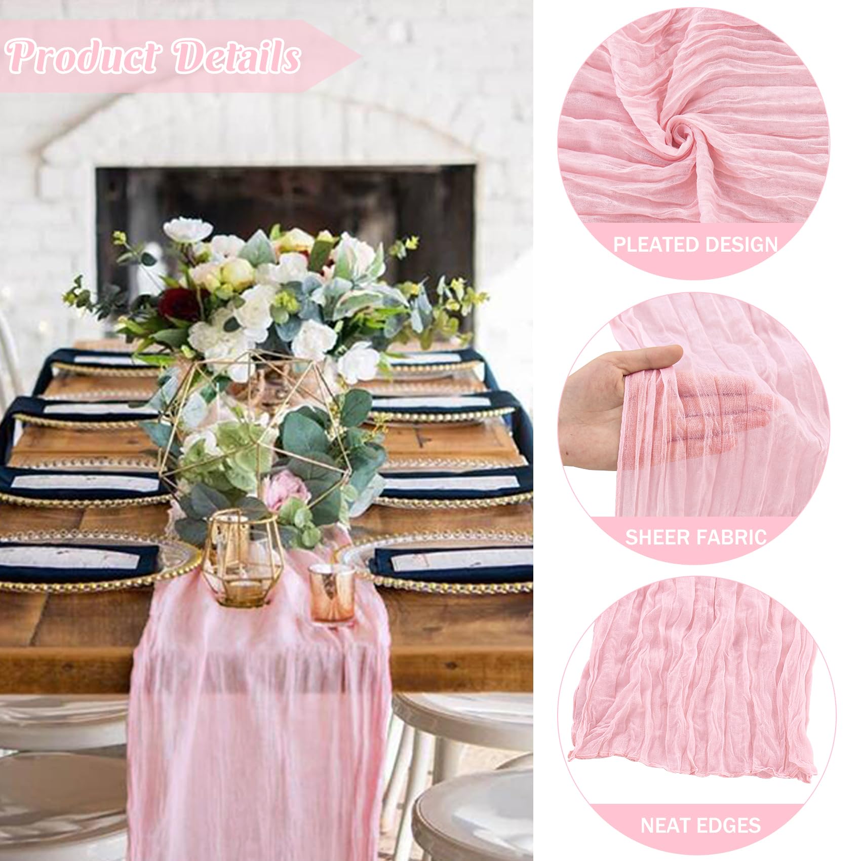 JALANCY boho gauze decor in pink for elegant celebrations.