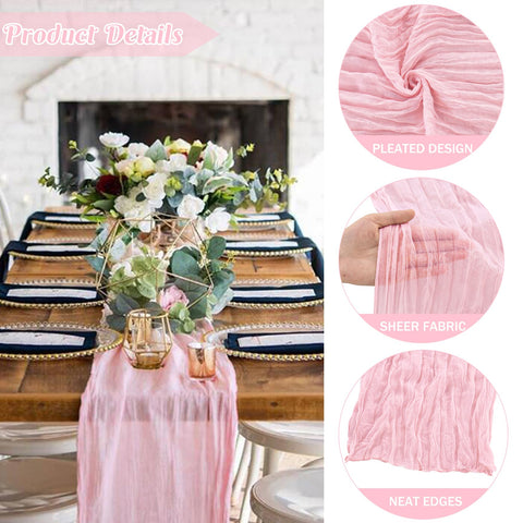 JALANCY boho gauze decor in pink for elegant celebrations.