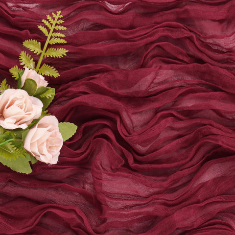 JALANCY burgundy cheesecloth table runner used for gift wrapping and table accents