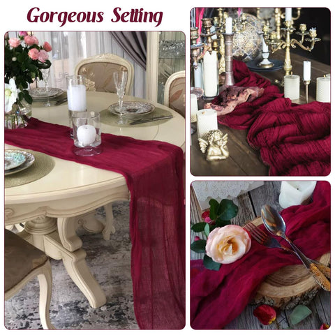 JALANCY burgundy six-piece table runner set for versatile decor