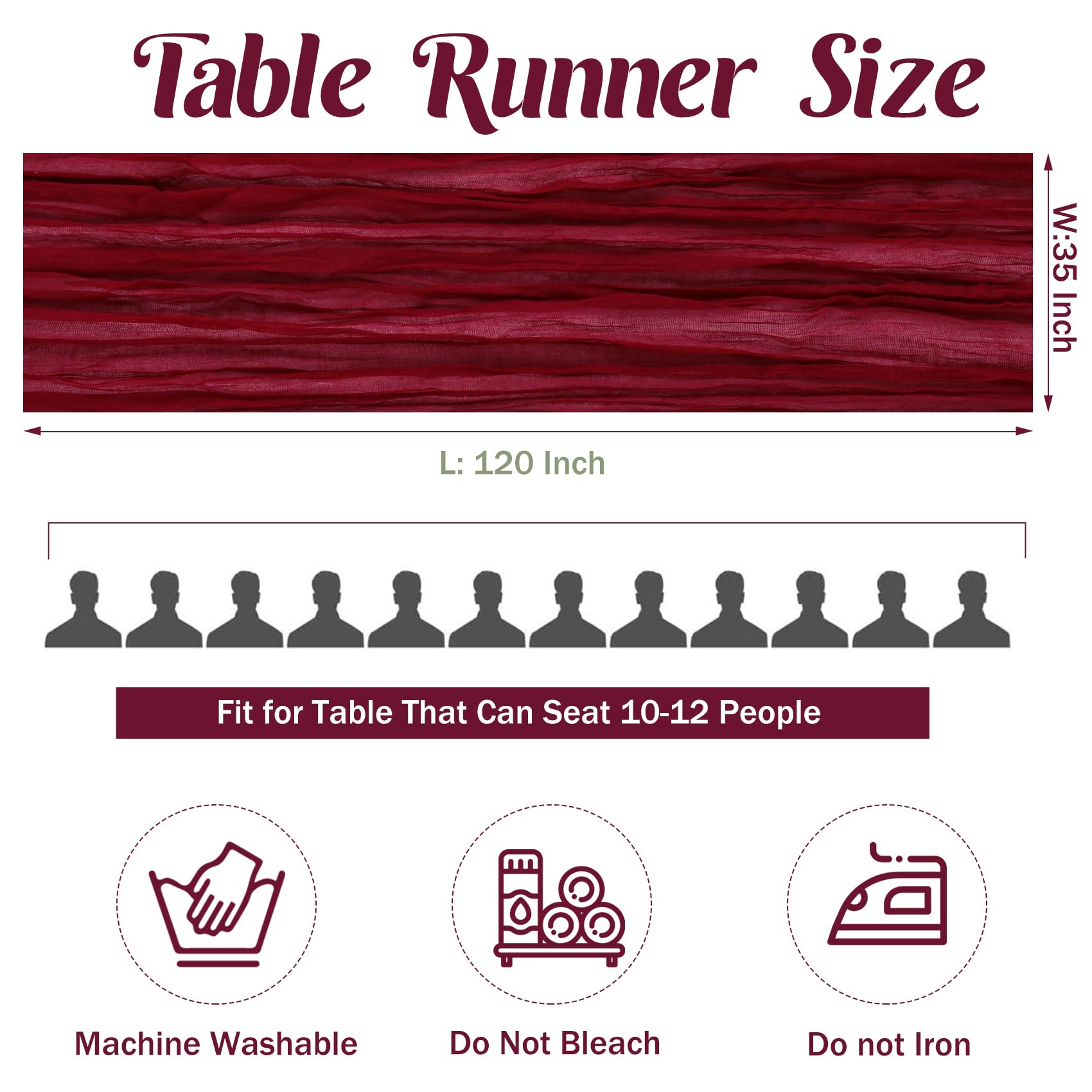JALANCY burgundy gauze runner highlighting chair sash decoration and table aesthetic