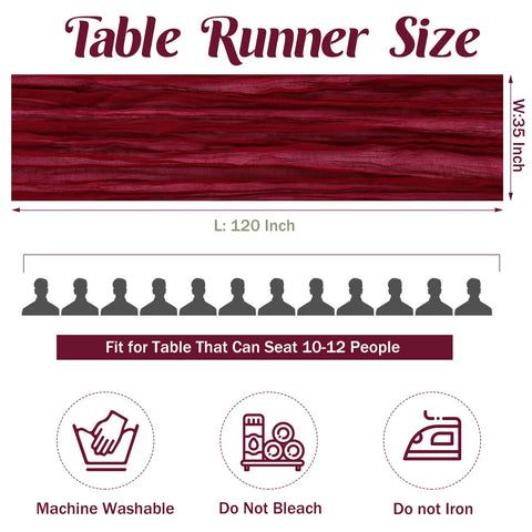 JALANCY burgundy gauze runner highlighting chair sash decoration and table aesthetic