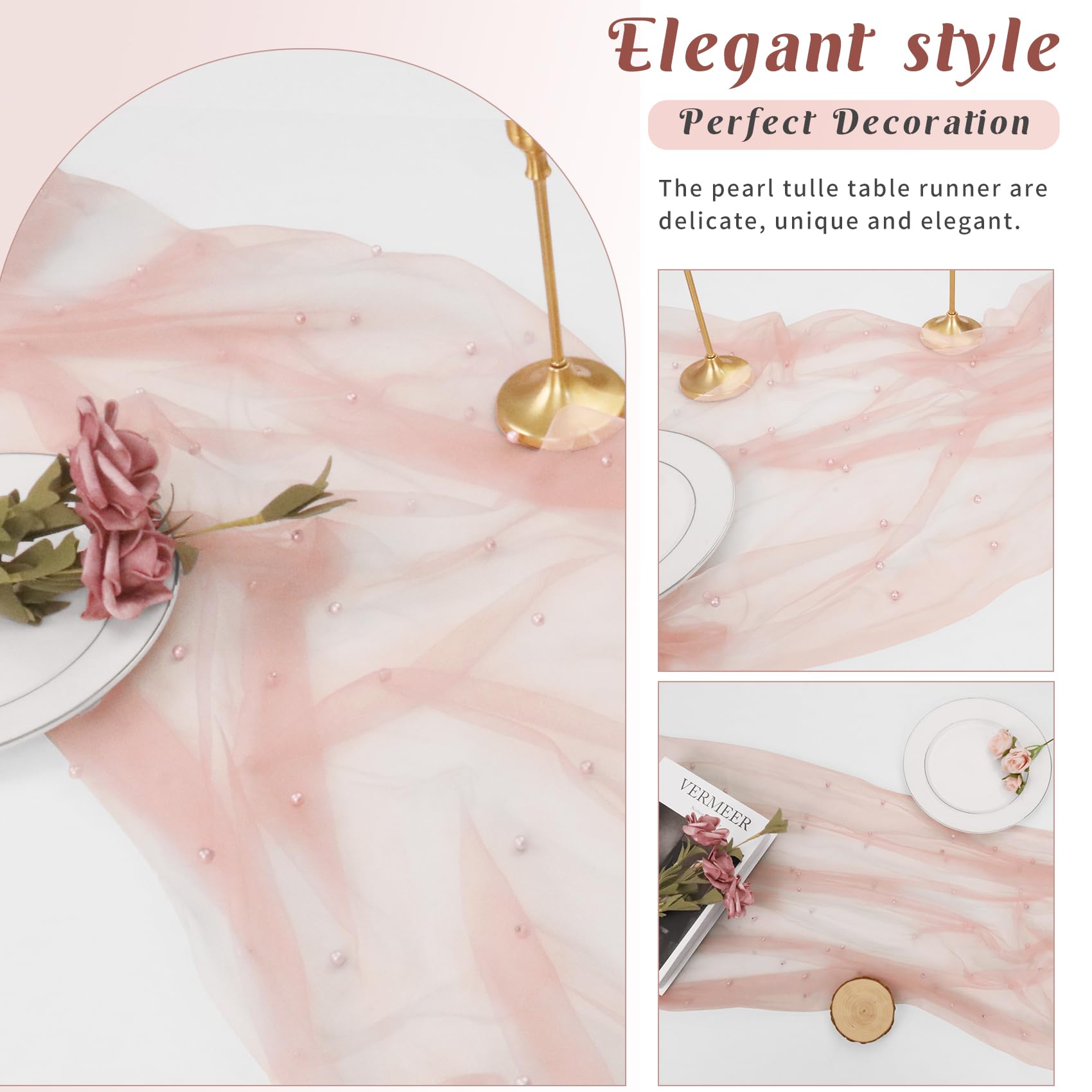 JALANCY dessert table display with dusty pink runner enhances presentation