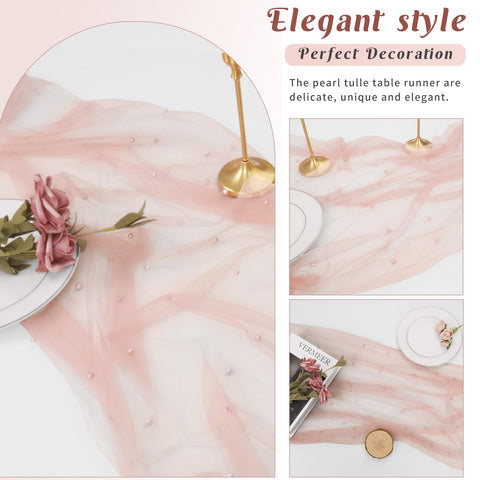 JALANCY dessert table display with dusty pink runner enhances presentation