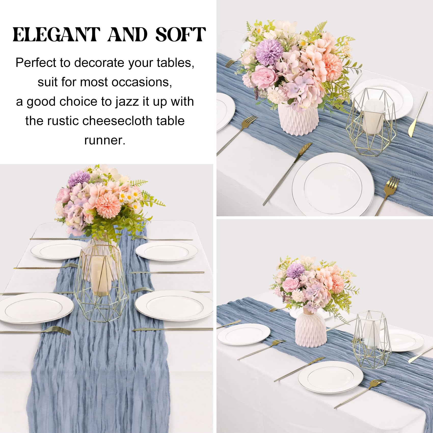 JALANCY pleated gauze table runner enhances event decor