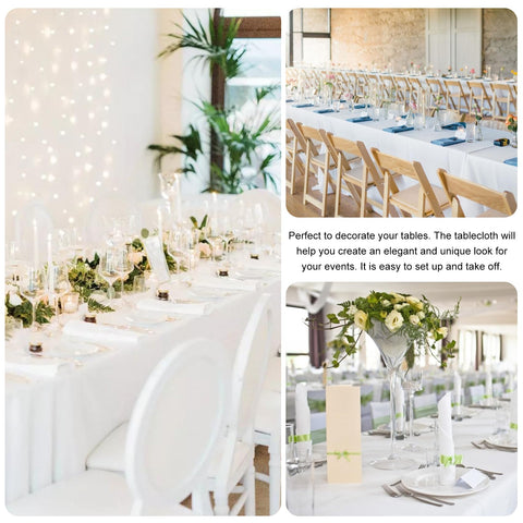 JALANCY polyester fabric tablecloth in white for durability