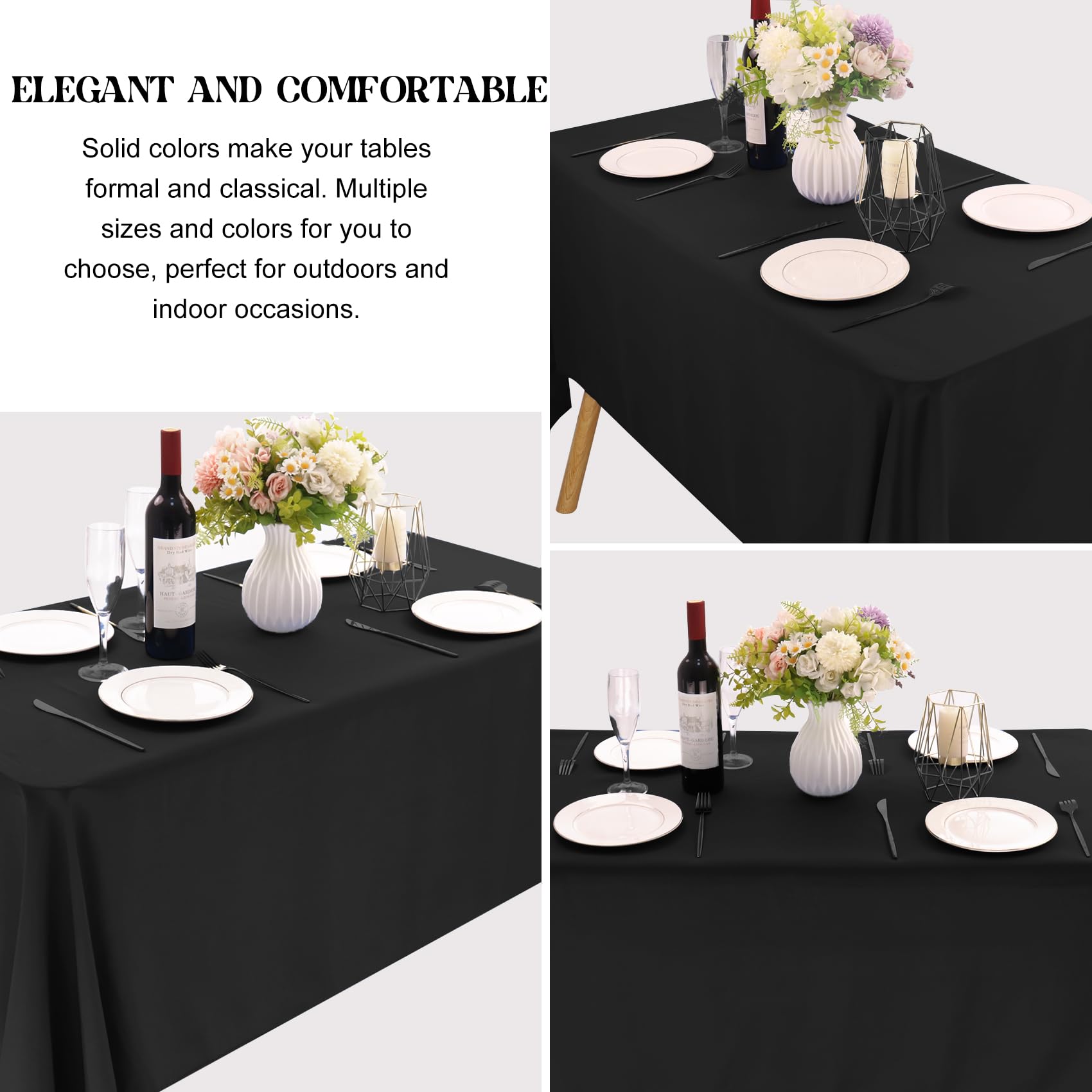 JALANCY black polyester tablecloth ideal for buffets and displays