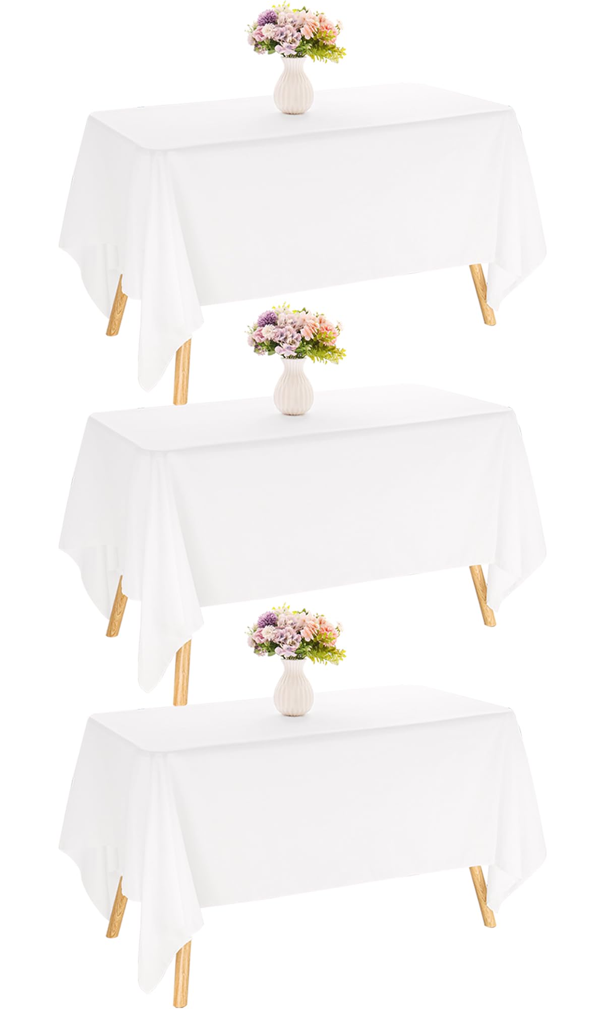 JALANCY rectangle tablecloth 60x102 white pack of 3 for elegant events