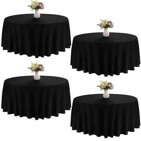 JALANCY round tablecloth 90-inch black fabric texture for refined dining setups