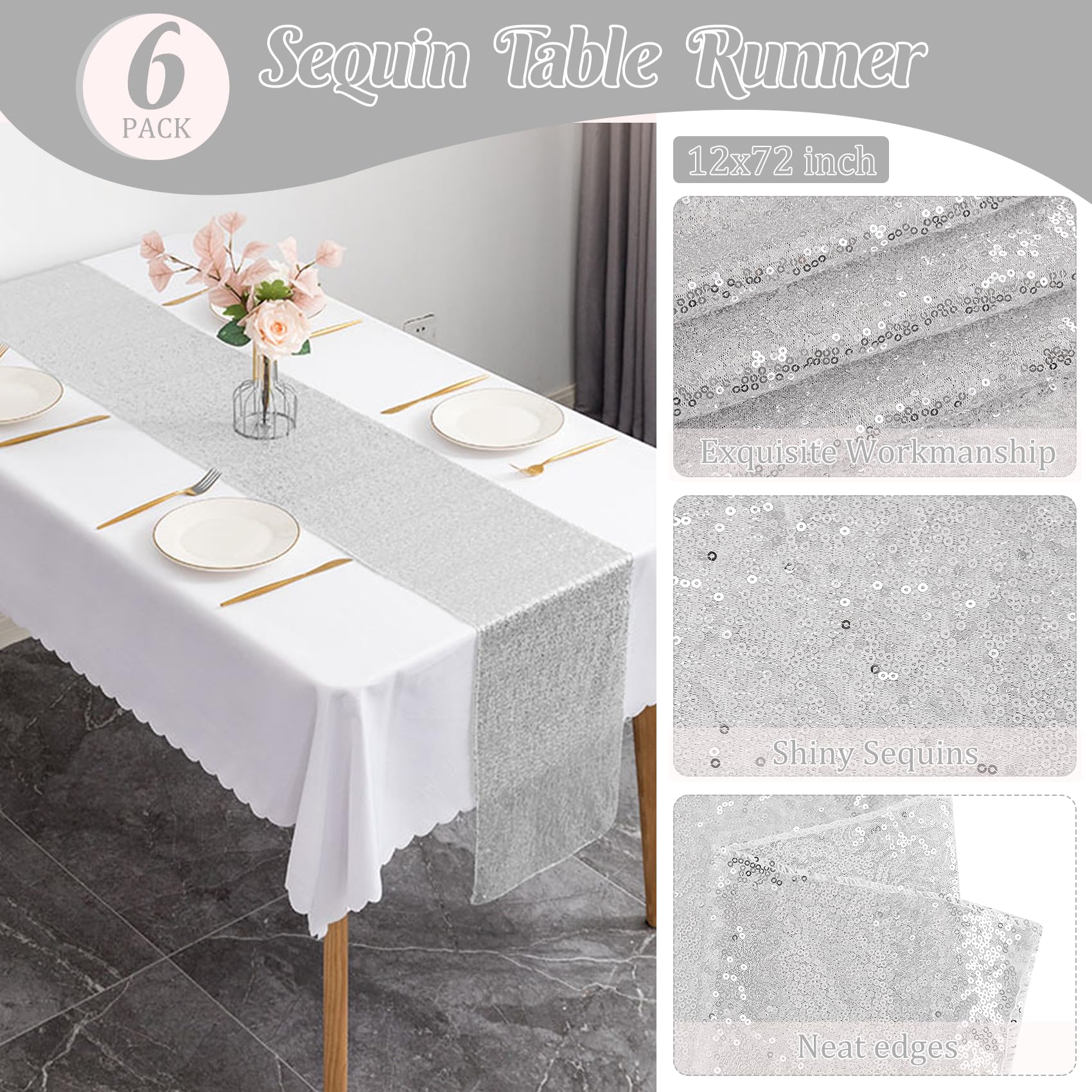 JALANCY glitter table runner decor elevates bridal party dining with subtle shine