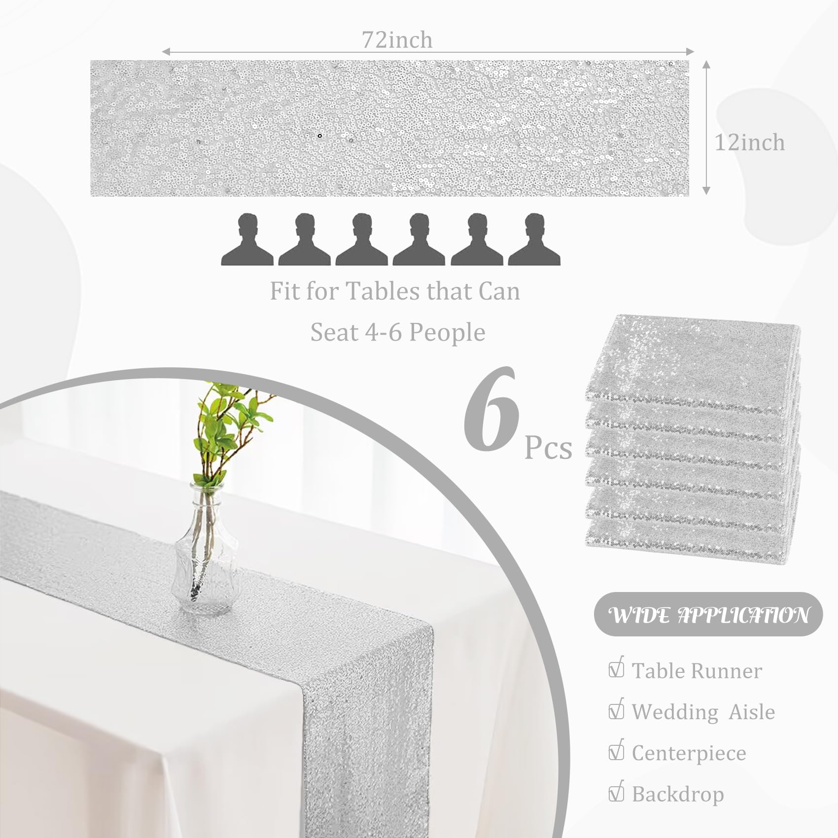 JALANCY silver sequin table runner for wedding setup creates elegant reception shine