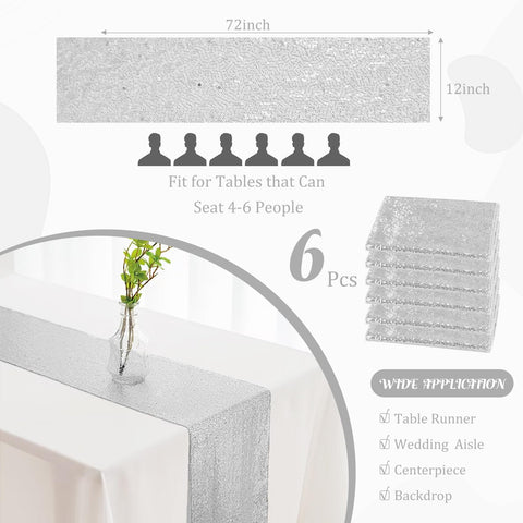 JALANCY silver sequin table runner for wedding setup creates elegant reception shine