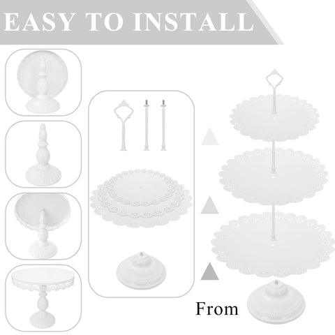 JALANCY space-saving dessert display set helps organize party treats.