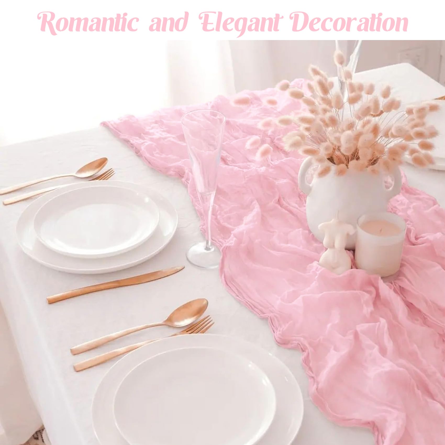 JALANCY Valentine’s Day table decor with reusable pink runner.