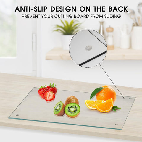 JAMBALAY cutting board with non-slip feet keeps steady during prep