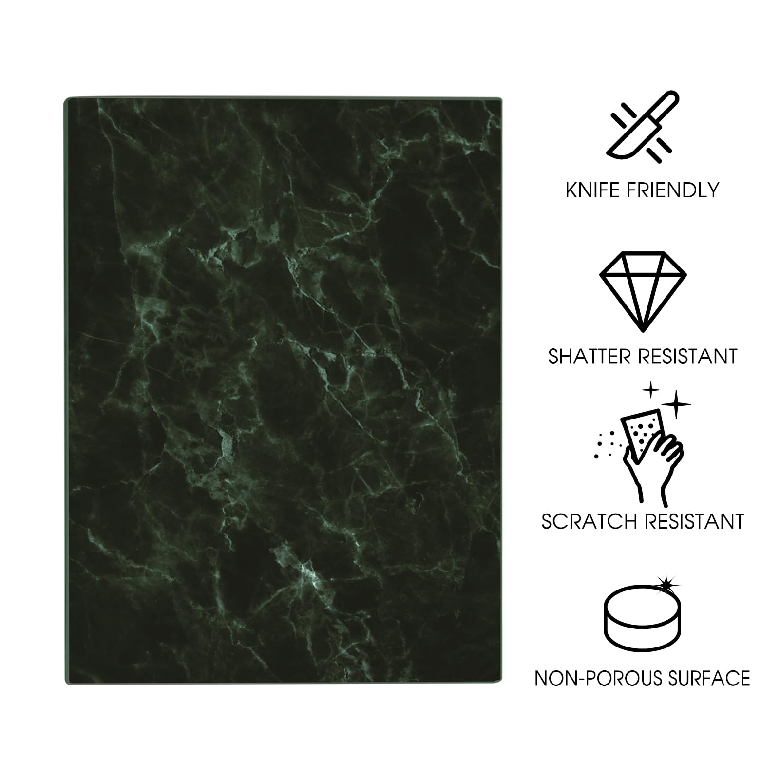 JAMBALAY marble-pattern surface resists stains and odors for daily prep.