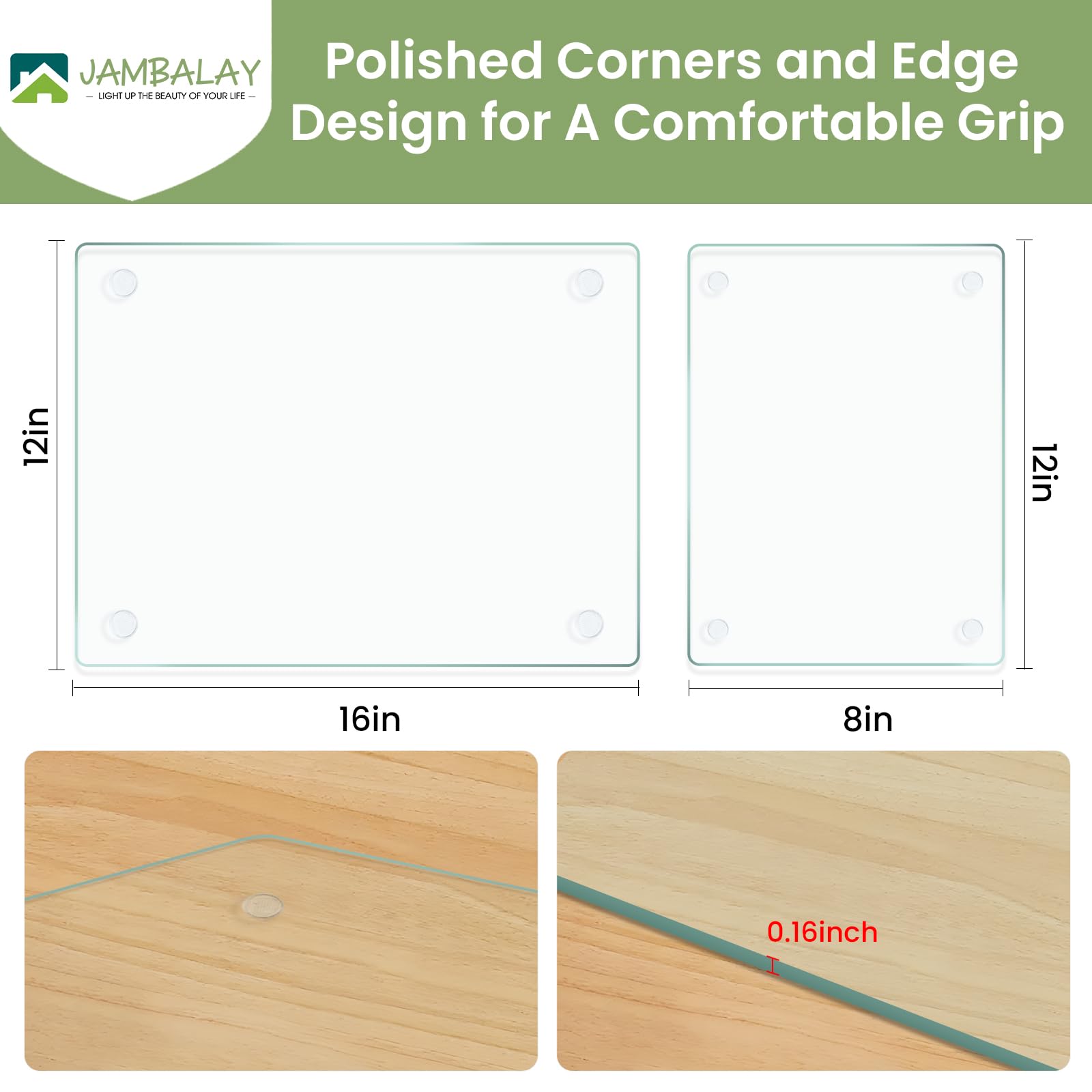 JAMBALAY non-porous glass board resists odors and oils for clean prep.