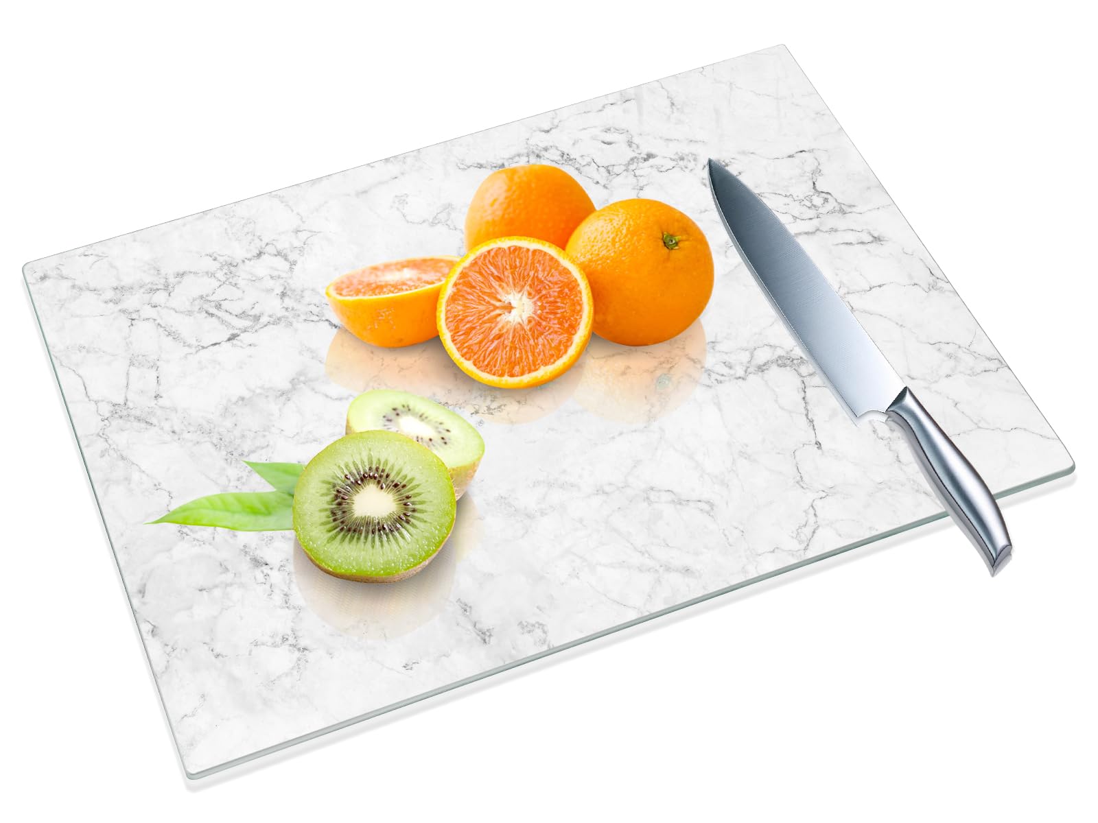 JAMBALAY tempered-glass cutting board with marble pattern for stylish slicing