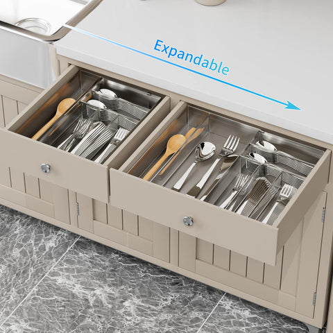Jane Eyre expandable tray showing extended width and flexible compartments