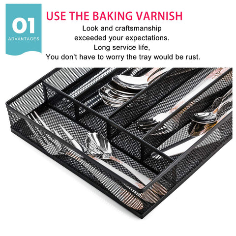 Jane Eyre metal drawer tray in black offers durable storage