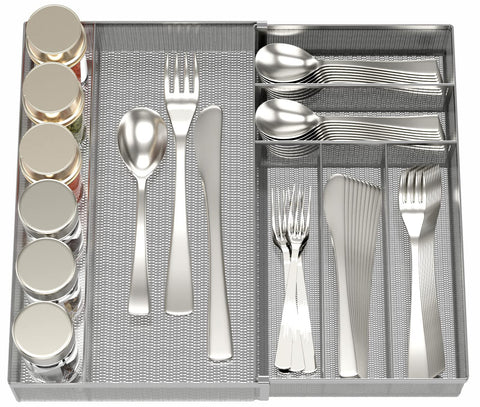 Jane Eyre utensil drawer organizer with mesh design for quick drying and easy cleaning